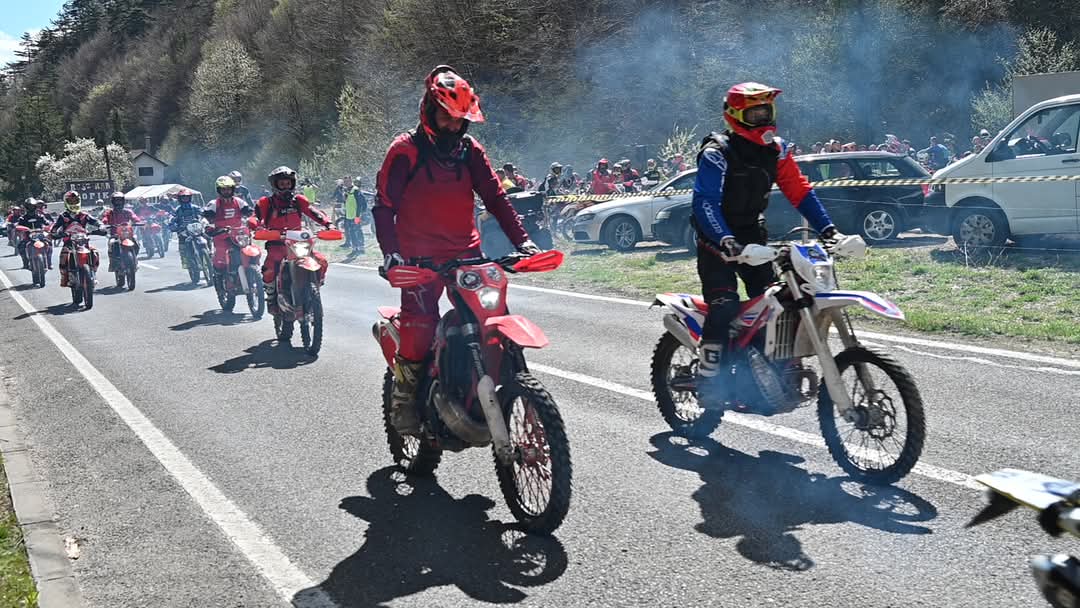 Enduro bike on muddy mountain path